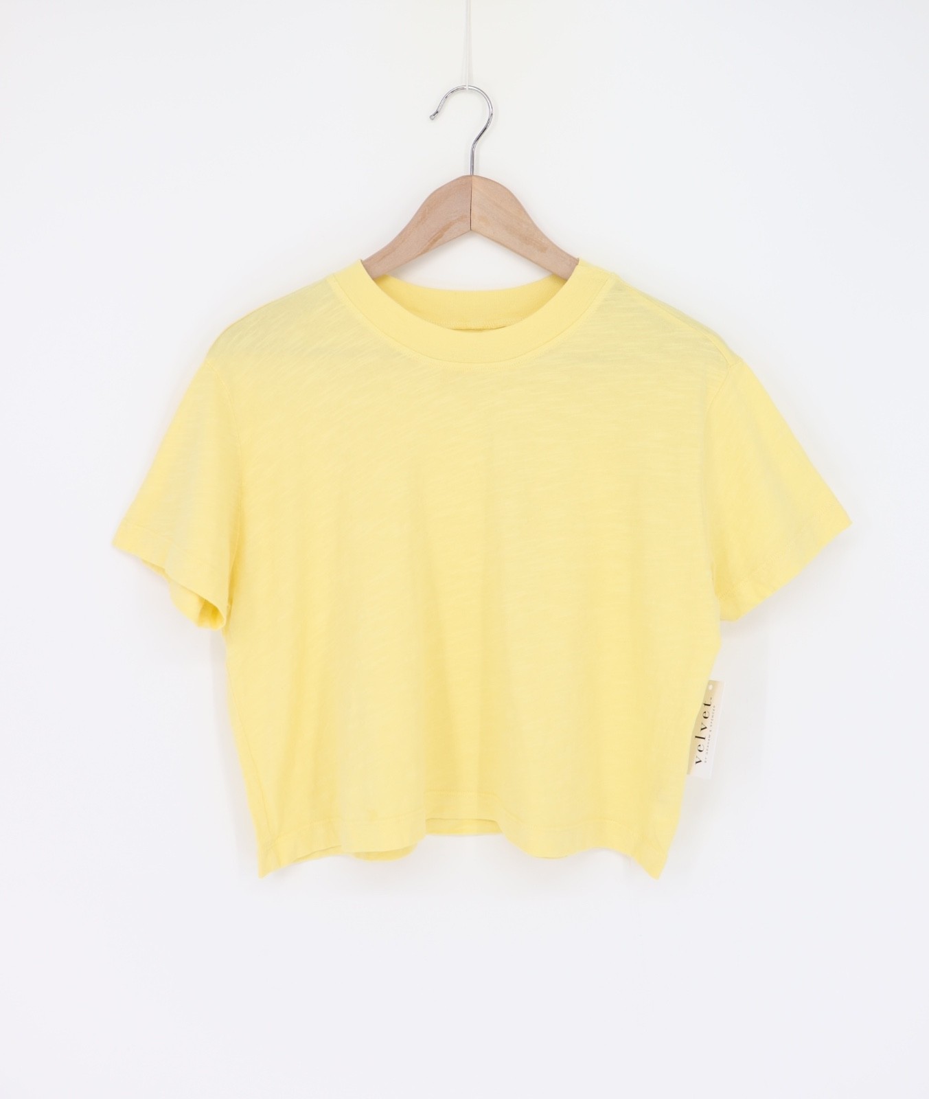VELVET By Graham & Spencer Sabel Short Sleeve Crop Tee Lemon S $78 B6