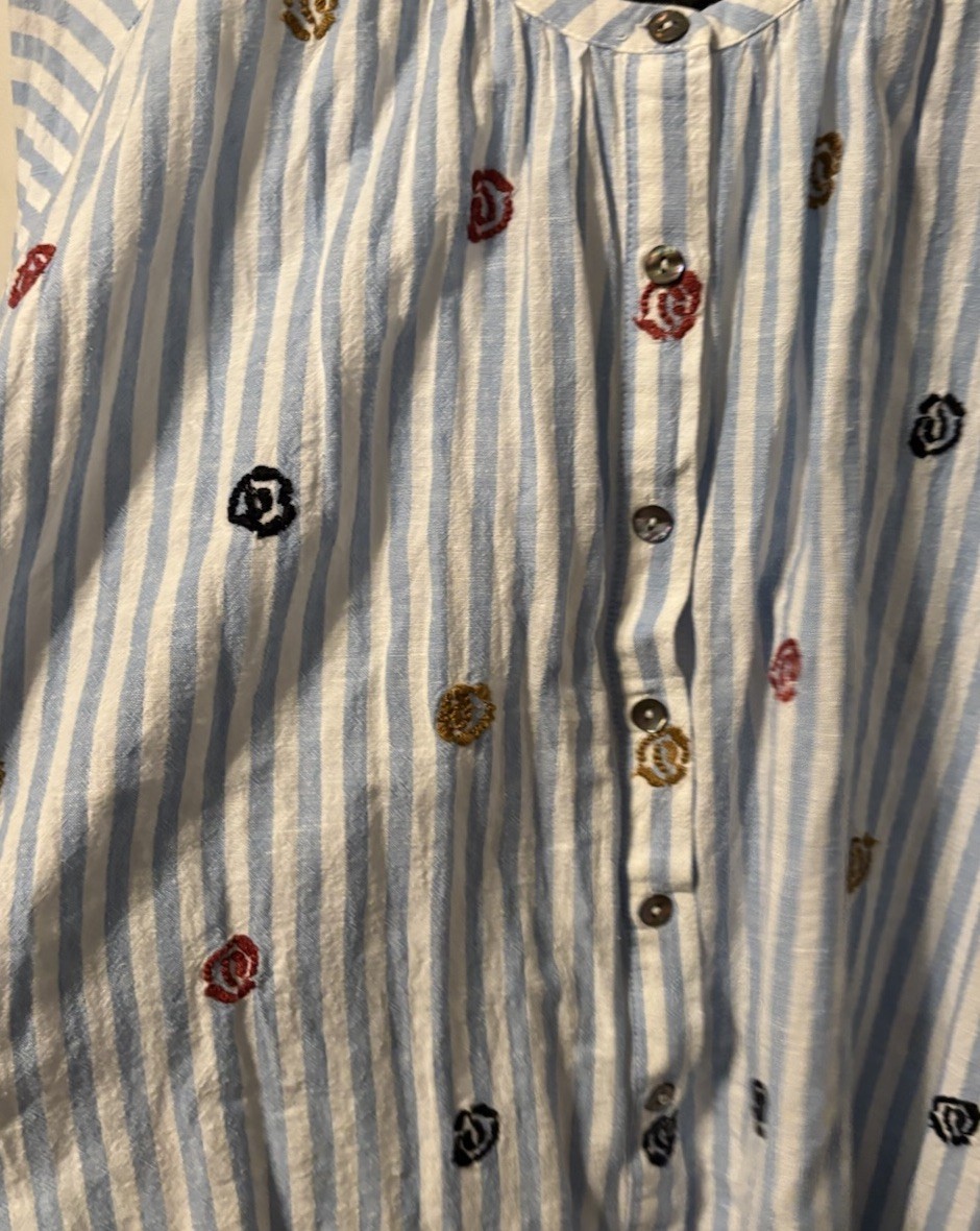 Anthropologie Akemi Kin Small Oversized Cotton Linen Blend Button Up Top