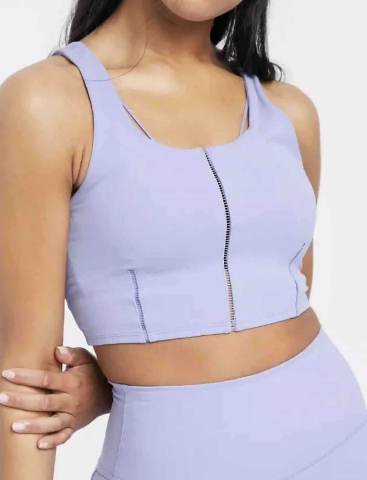 Nike Sz Large Yoga luxe crop top with stitch detail in lilac New