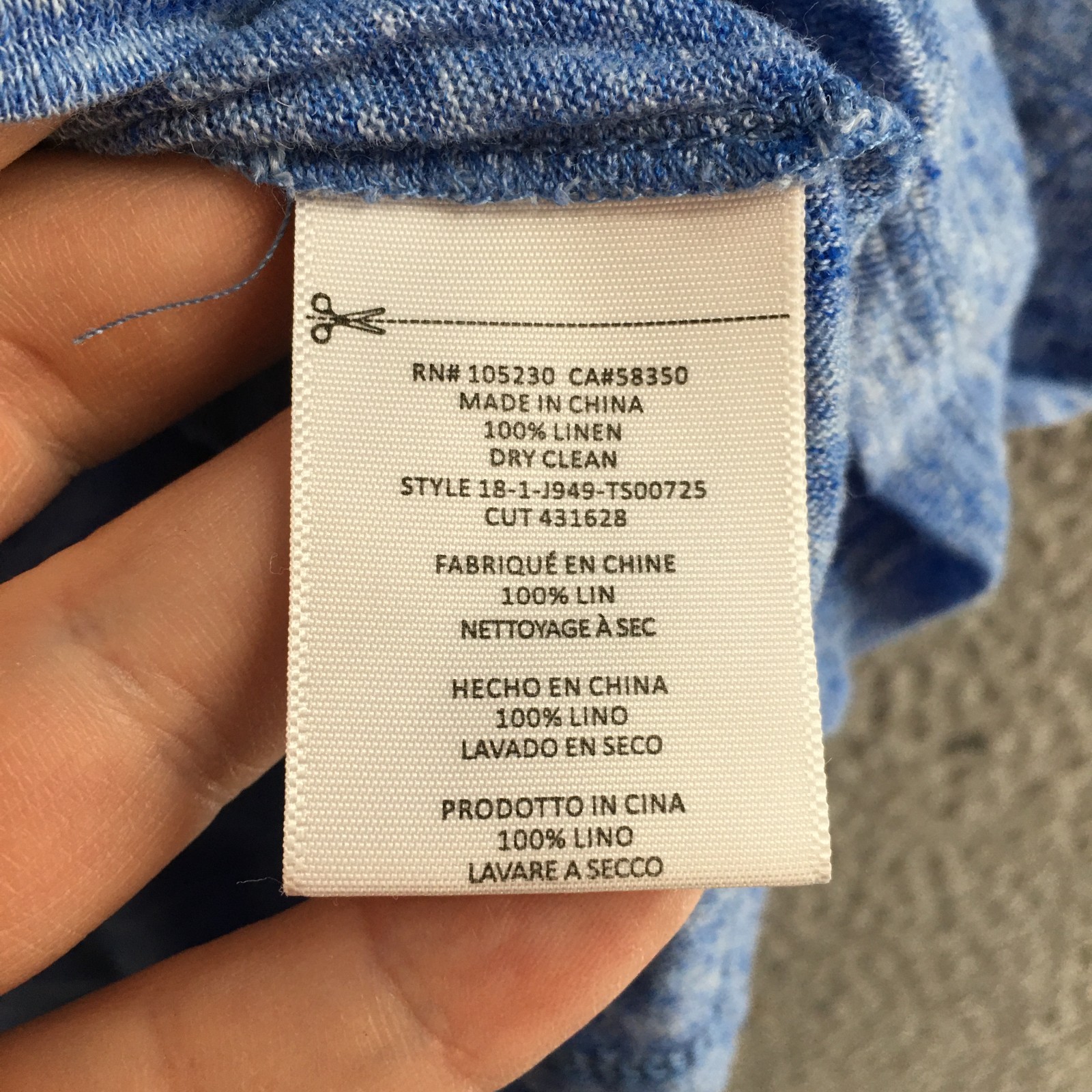 Joie Blousse Womens XS Asymmetrical Hem Short Sleeve Pure Linen Dry Clean Blue