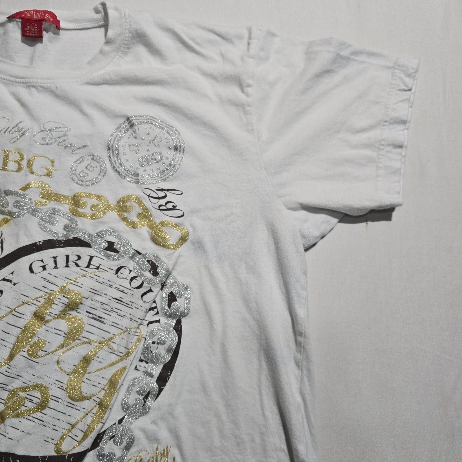 Y2k Zoey Beth White T Shirt Womens Size XL Baby Girl BG
