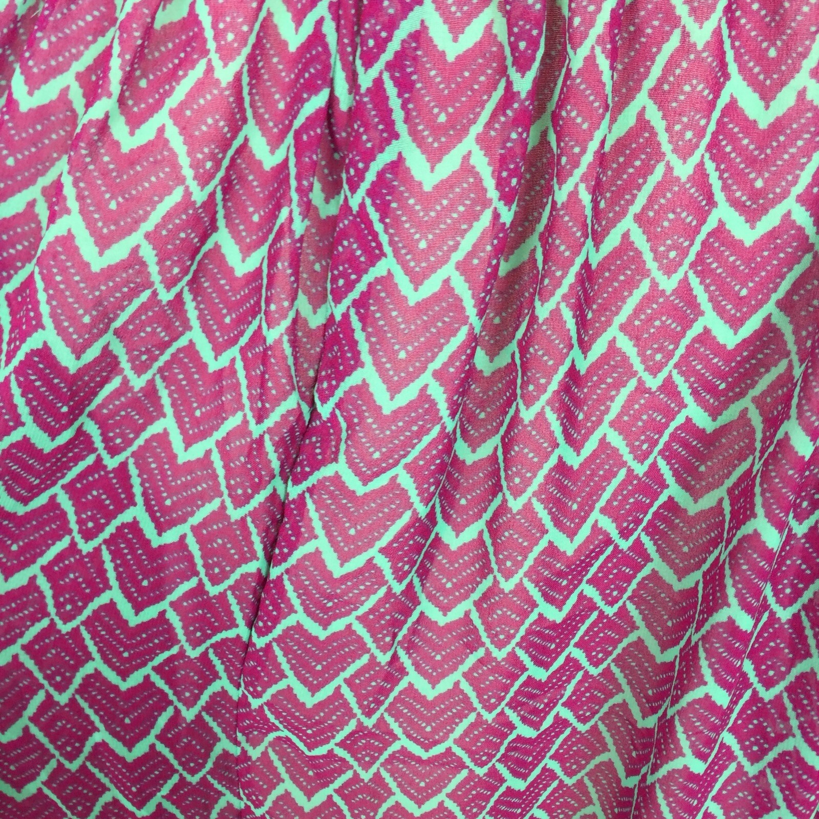 Olivia Moon Peasant Blouse Top XL Womans Purple Heart Print Sheer Elastic Waist