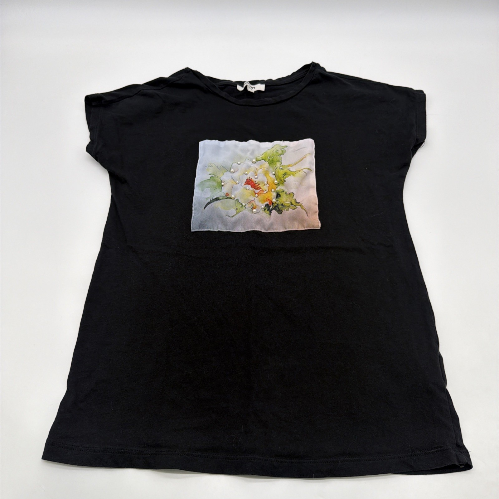 Koton T-shirt Women XS Black Graphic Print 100% Cotton.#47729