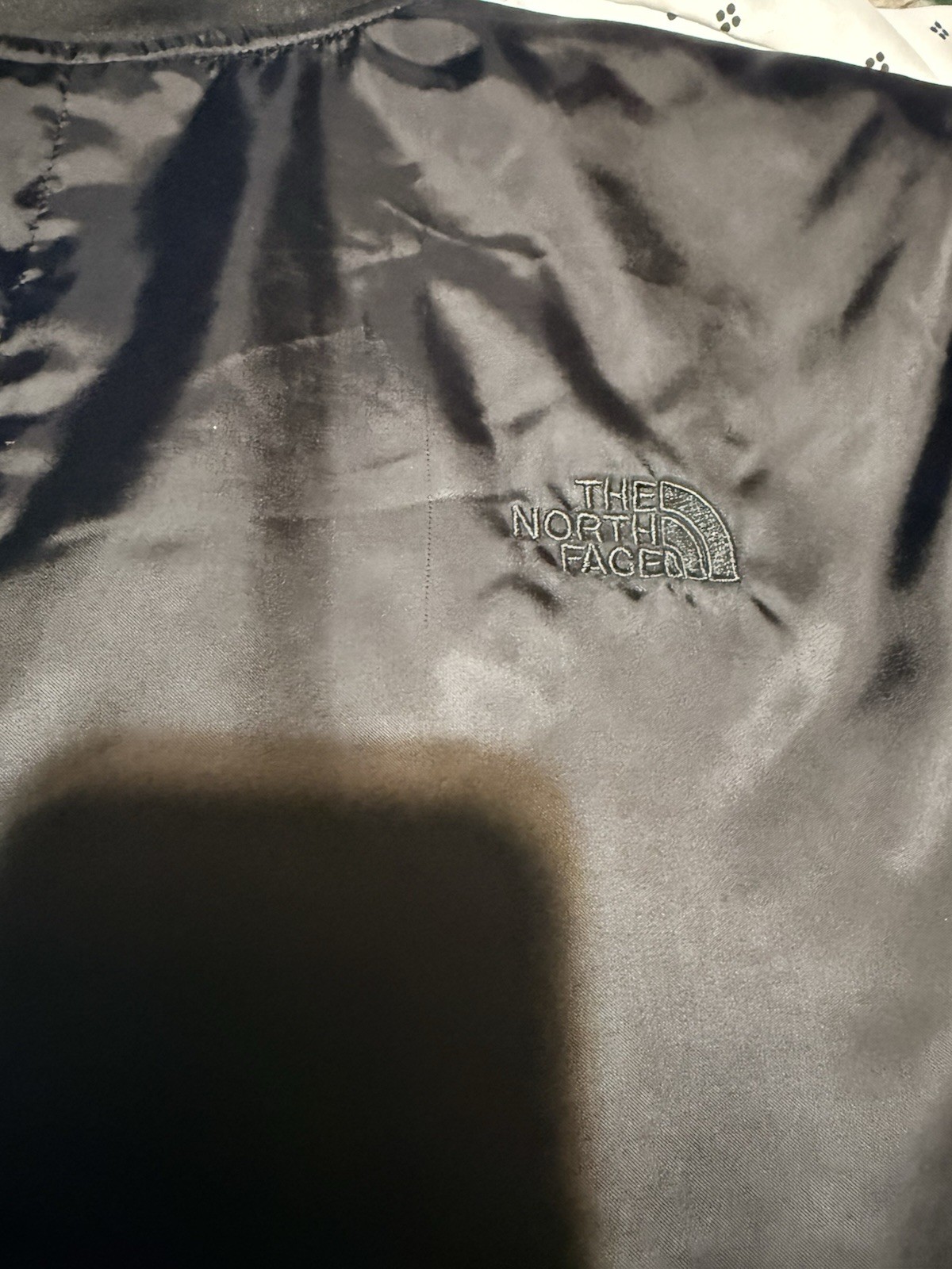 The North Face Black Quilted Bomber Jacket Women Medium Full Zip Stand-Up Colla…