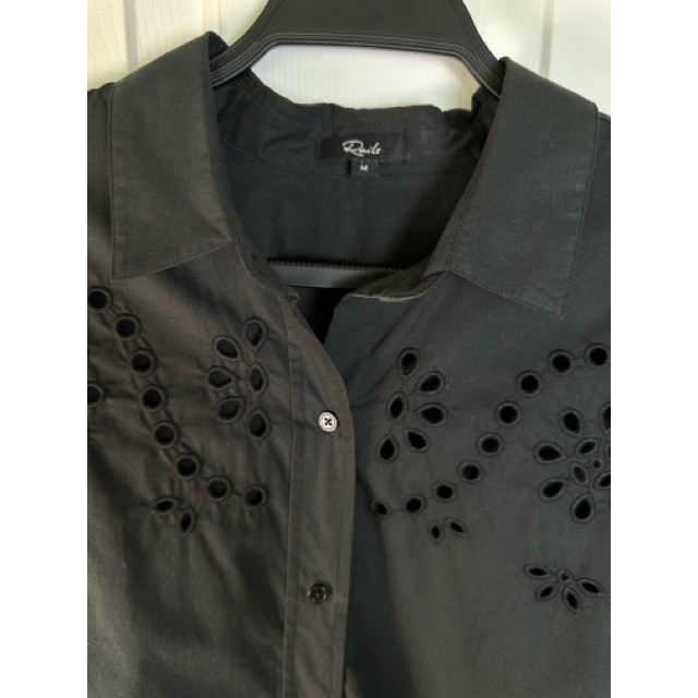 Rails Alister Black Eyelet Embroidered Button Down Shirt Blouse Womens Medium