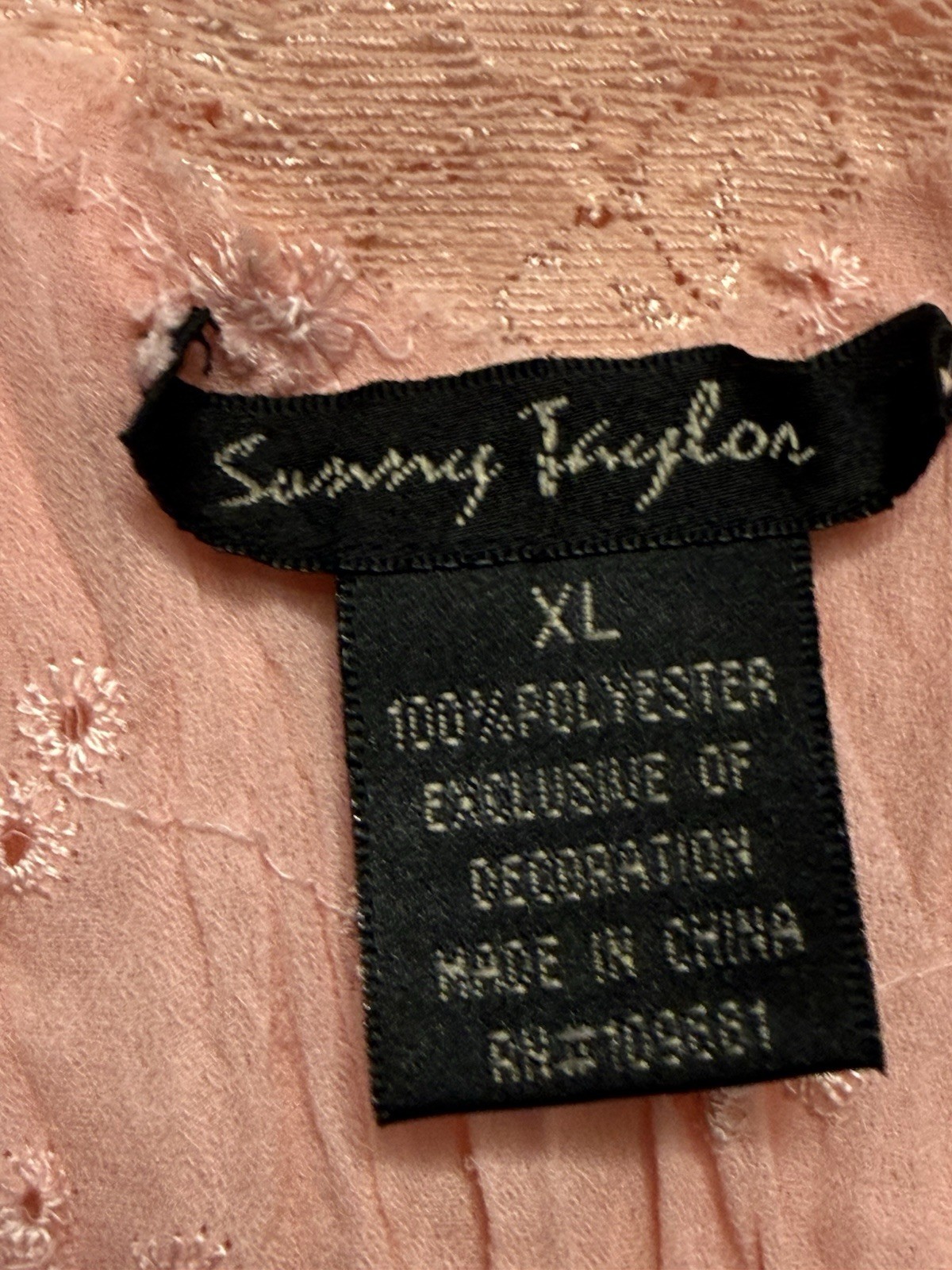 Sunny Taylor Women’s Pink Lace Trim Chiffon Blouse, V-Neck Flutter Sleeve, XL