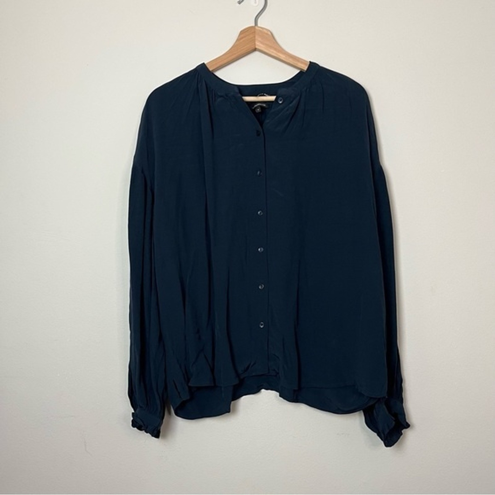 Something Navy Navy Blue Button Down Blouse Size M Women