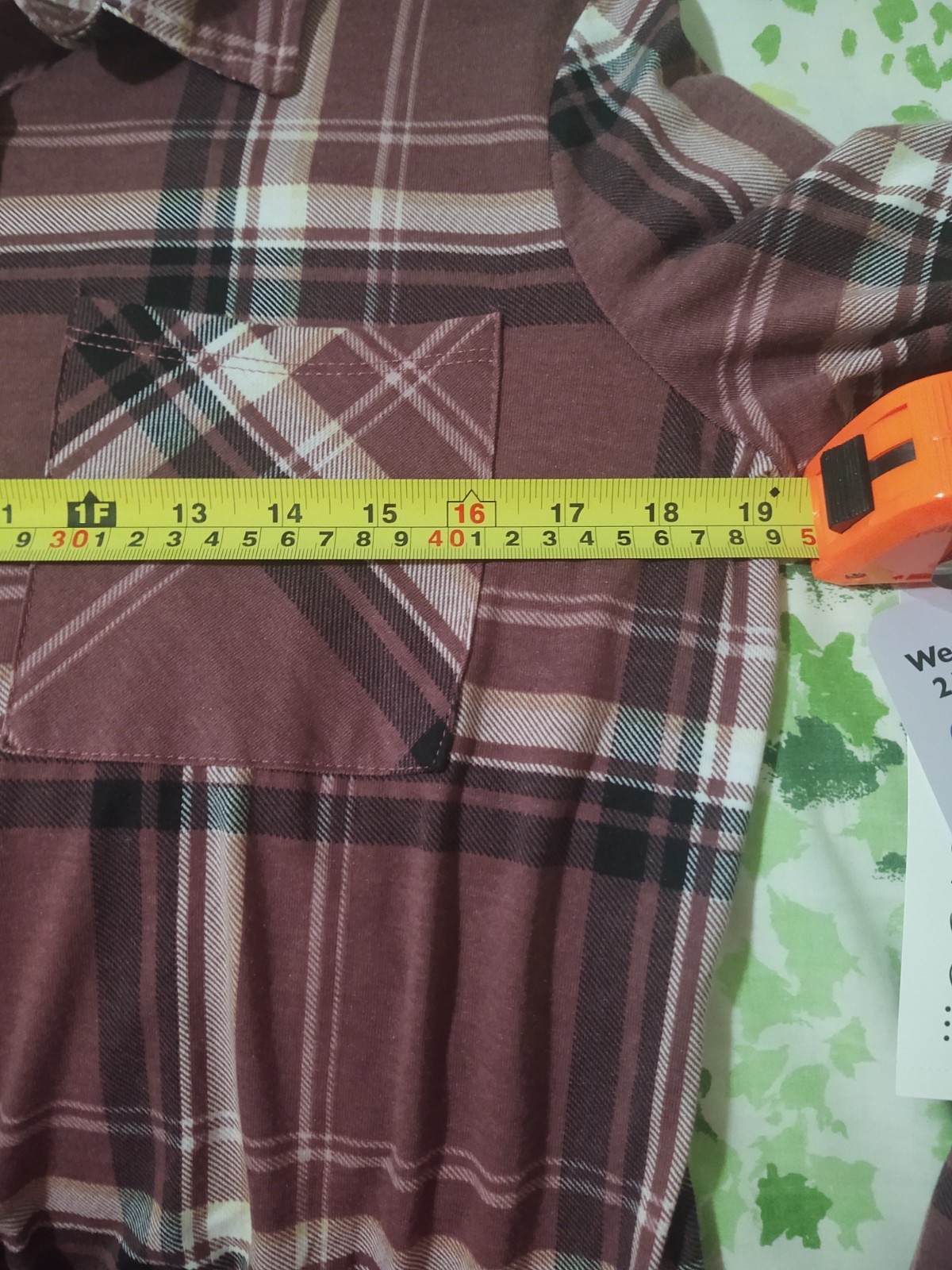 Just Be Brand Blouse Gray Orange and WhitePlaid Pattern with Relaxed Fit Size M