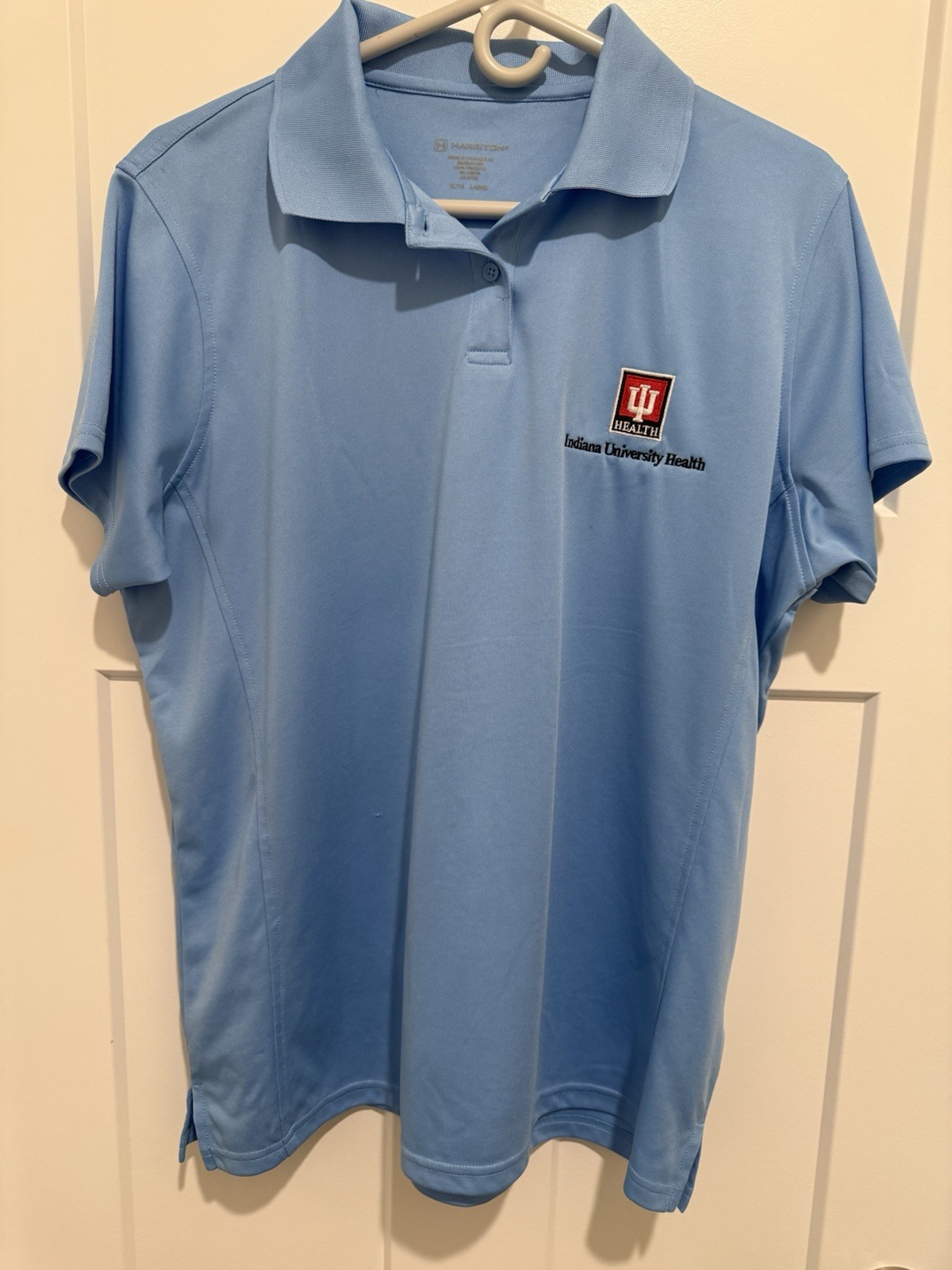 IU Indiana University Health Women’s Short Sleeve Blue Polo Style Shirt Size XL