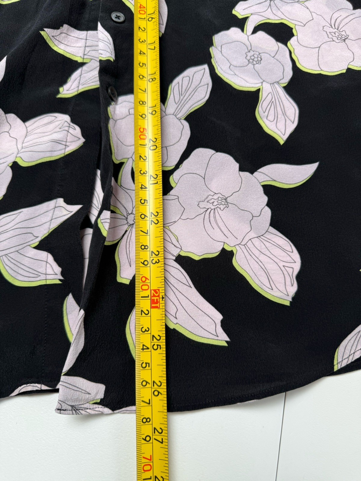 Paul Smith Silk Shirt Blouse Womens 38 Medium Black Floral Flower Button Up