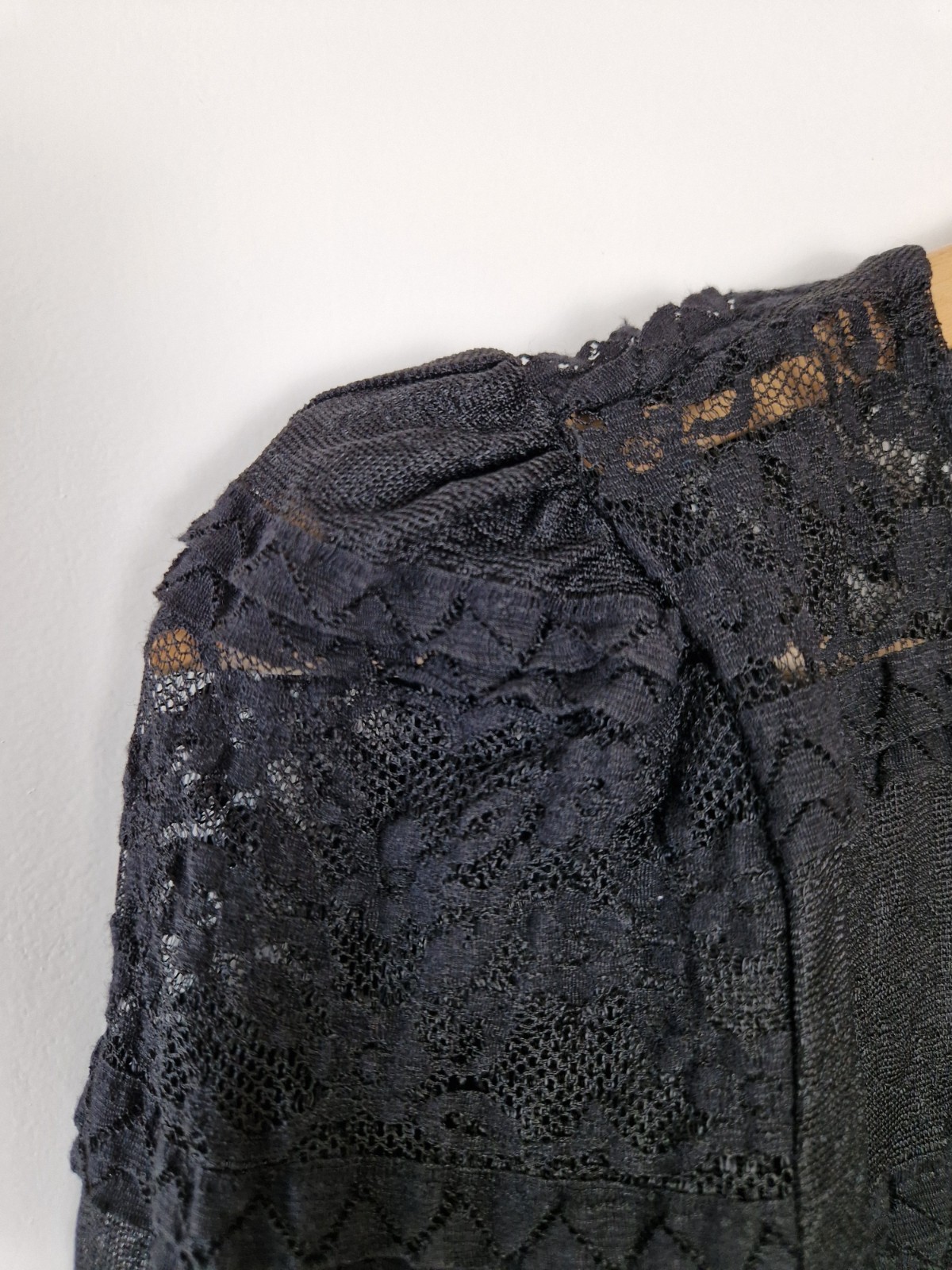 Black Lace Ruffle Shoulder Gothic Boho Blouse Zara Woman Sheer Top 8 Romantic