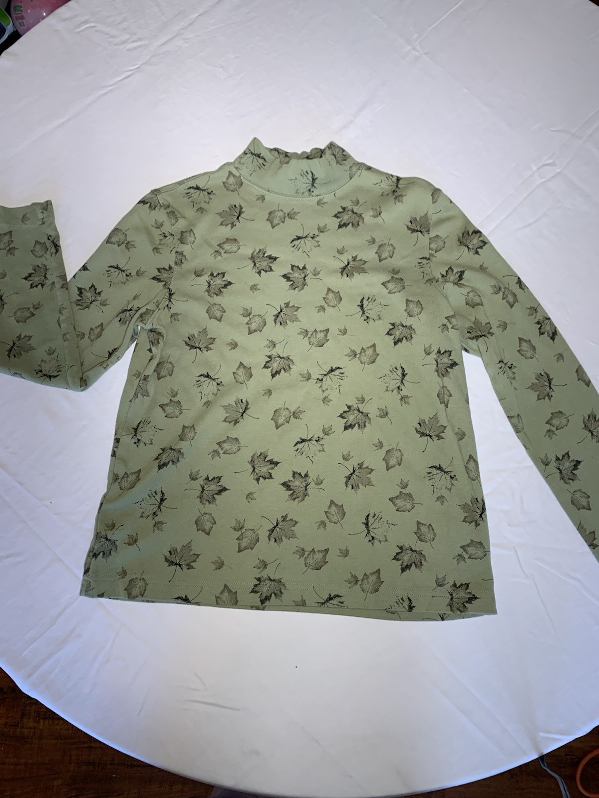 Vintage Style Fall Leaf Turtle Neck Granny Core Whimsical Naturalist Long Sleeve