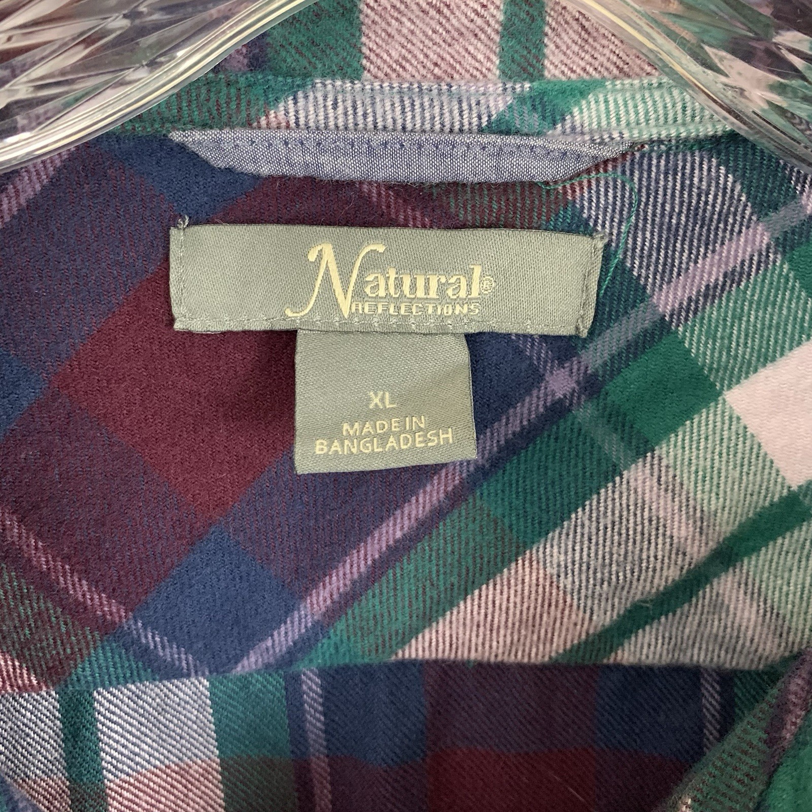 Natural Reflections Shirt Womens XL Purple Blue Flannel Button Up Outdoor Top