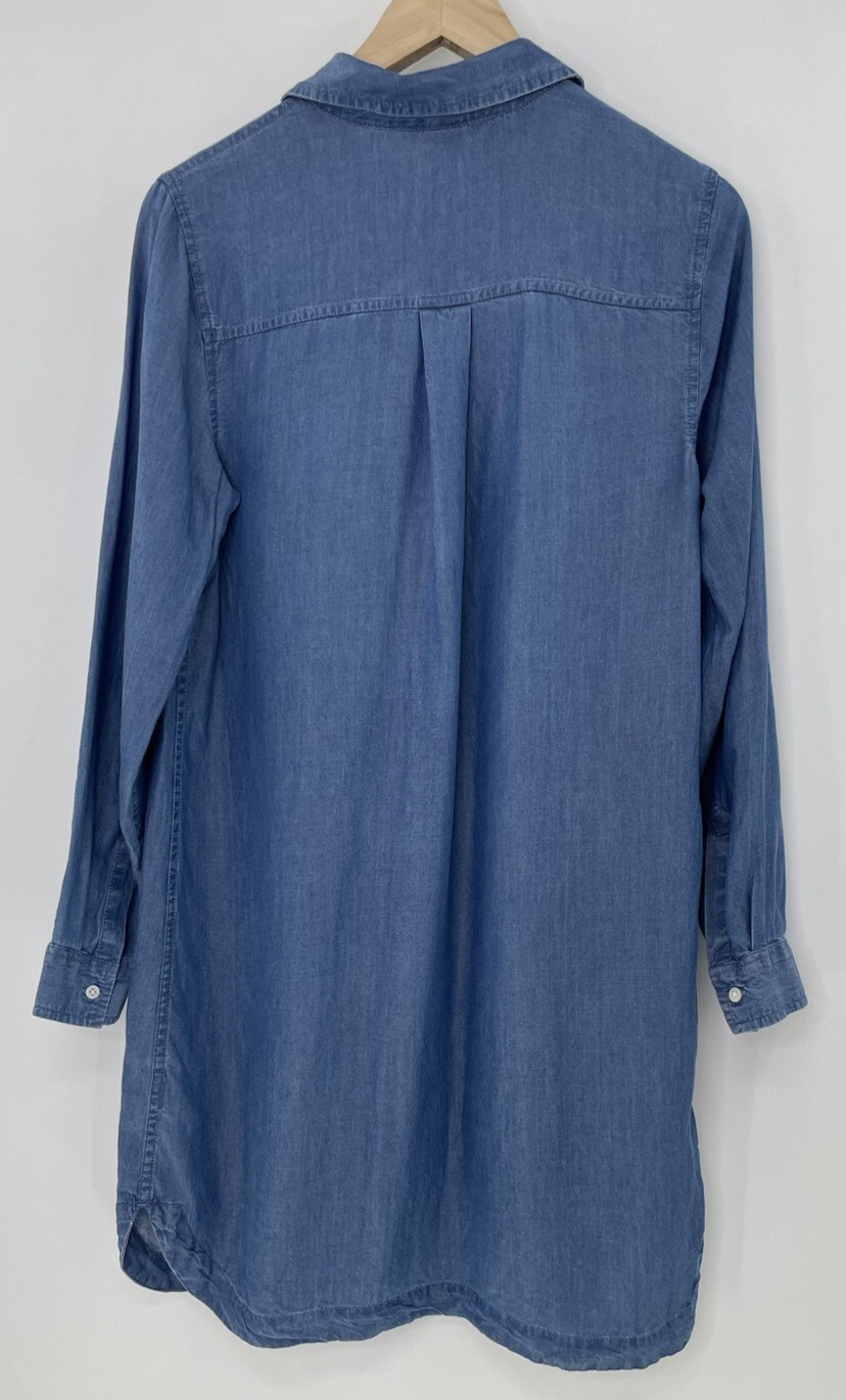 Old Navy 100% Chambray Shirt Button Front Blue Long Sleeve Dress S, Flaw