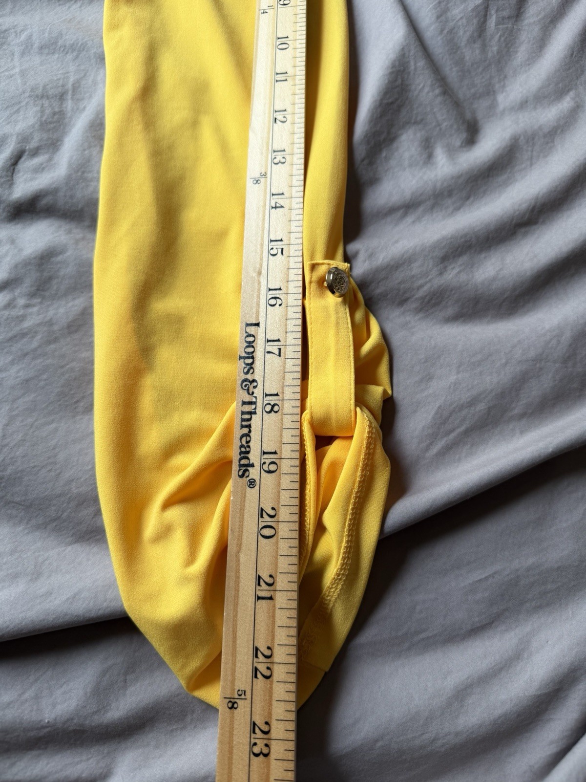 Anne Klein Keyhole Womens Blouse XL Roll Tab Sleeve Yellow Flowy Lightweight