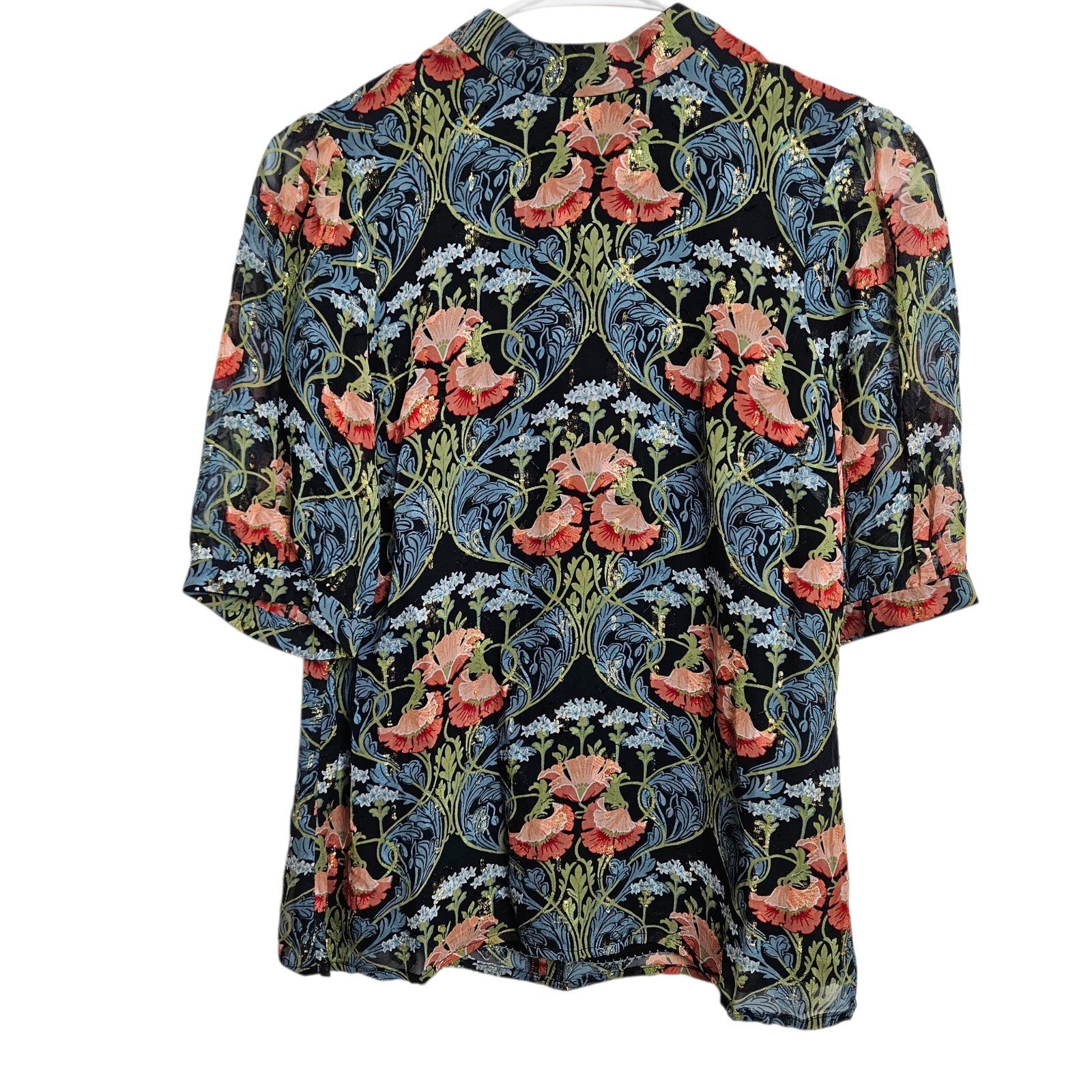 Meadow Rue By Anthropologie Blouse Sz 0 Basilique Dark Floral Lined Whimsigoth