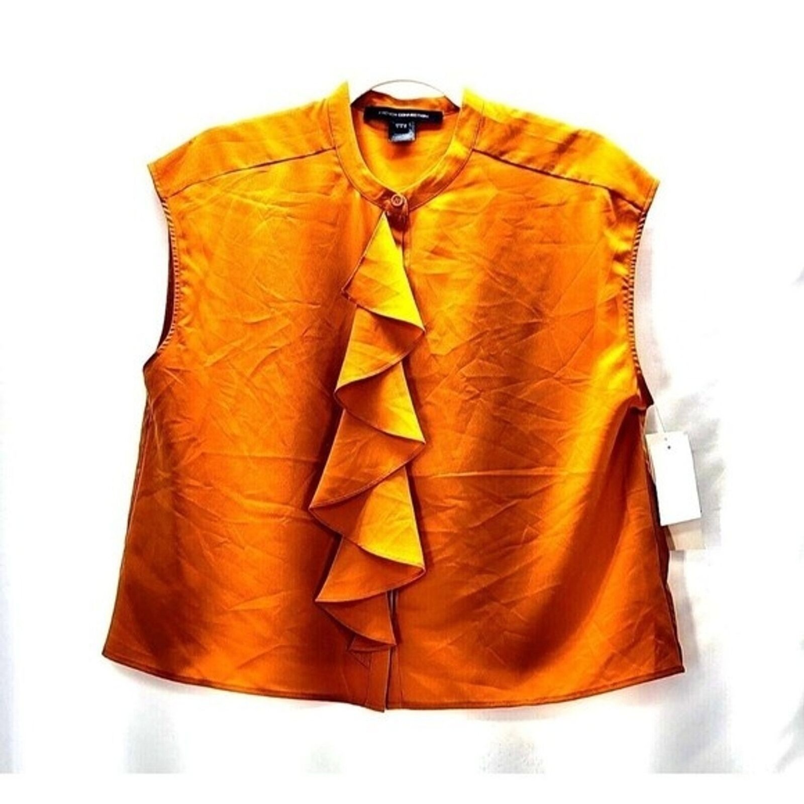 Classic Crepe Light Polly Blouse Top by French Connection – Golden Oak Size 8