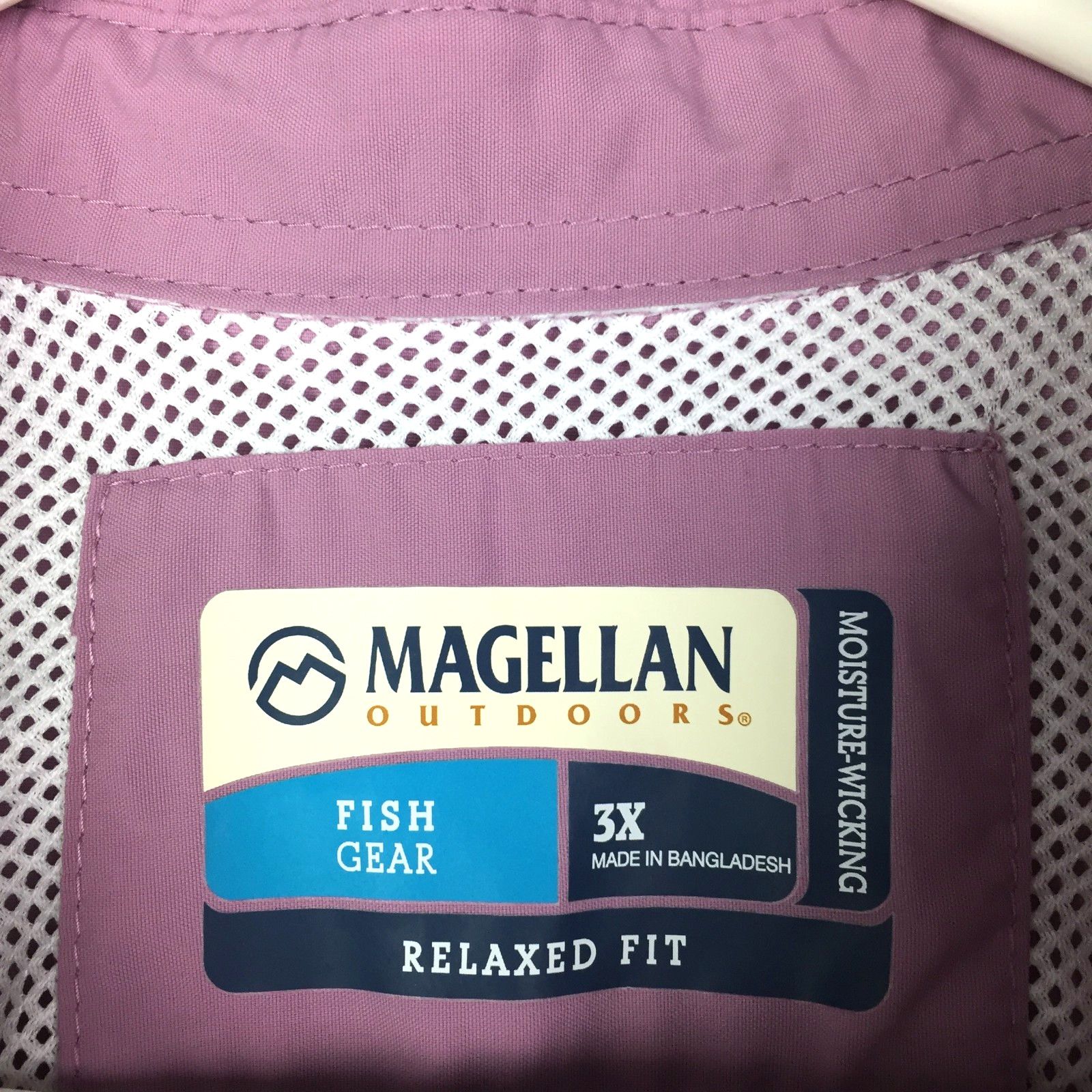 Magellan Womens 3X Mauve Purple Fishing 2-Pocket Vented Laguna Madre Shirt 58 in