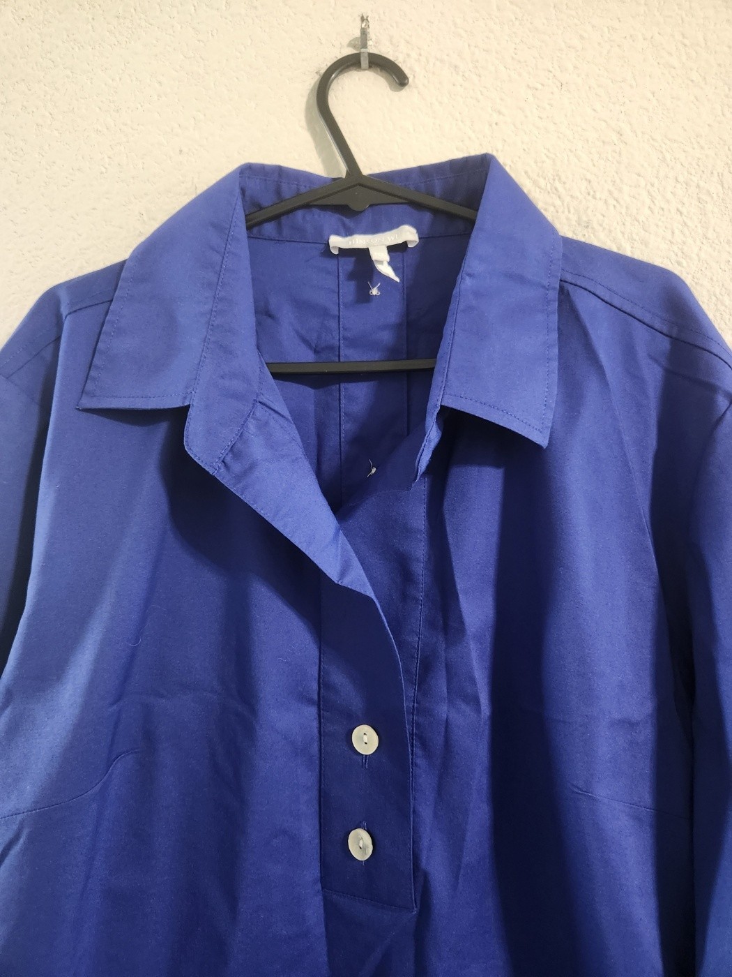 Hinson Wu Aileen 3/4 Sleeve Button Back Top Lapis Blue size Medium