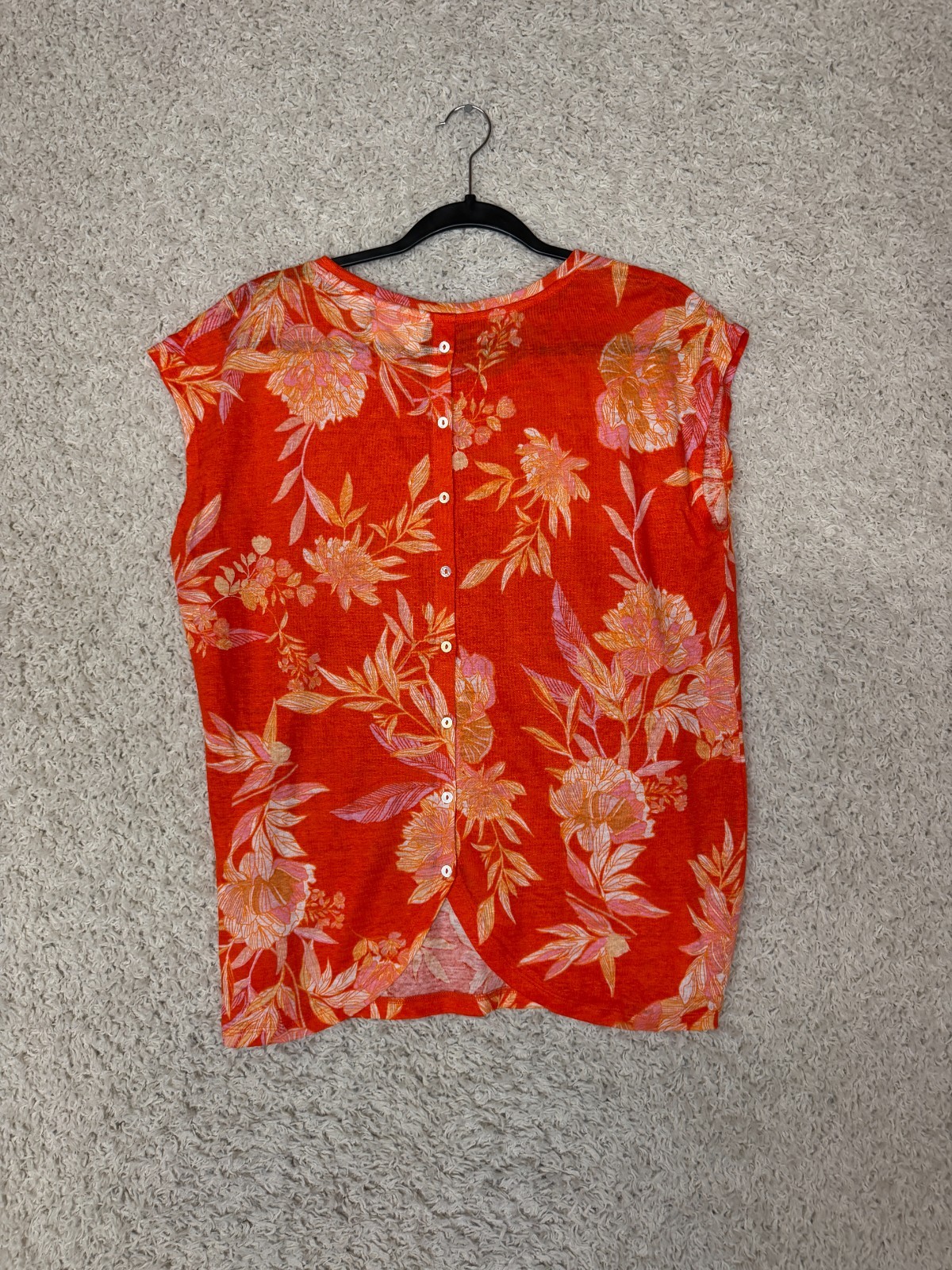 Cynthia Rowley Linen Blouse Top Womens Large Lightweight Tropical Beach Vacation