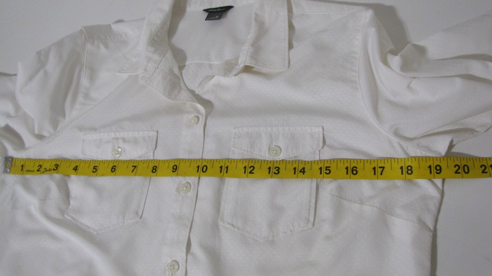 Eddie Bauer Shirt White Mountain Nylon/polyester blend Long Sleeve-roll tab Wm.M