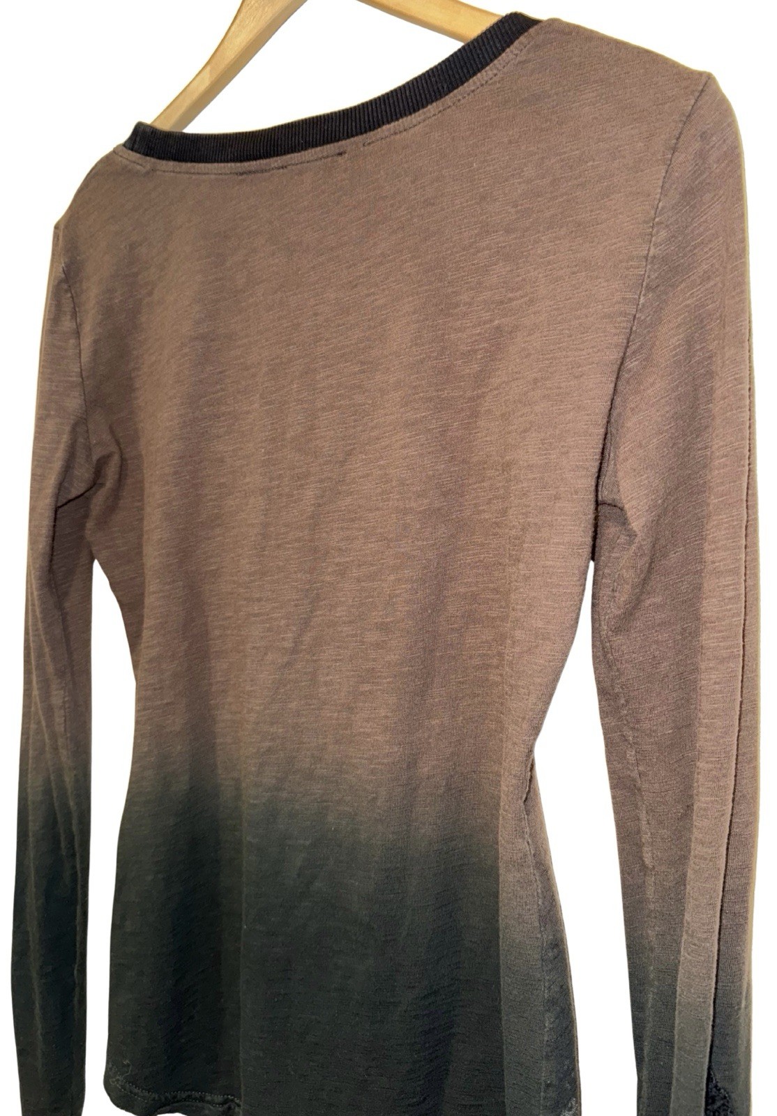 Miss Me Vintage Y2K Long Sleeve Beaded Top Ombré Size M Goth Embroidered Cuffs
