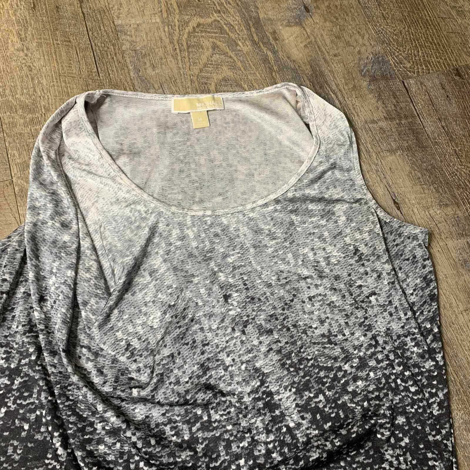 MICHAEL Michael Kors Top Womens Size Medium Black Gray Ombre Sleeveless Holiday