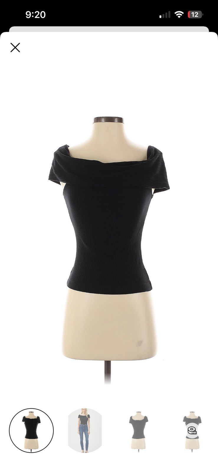 Spanx Women Off Shoulder Black Short Sleeve Top Size XS