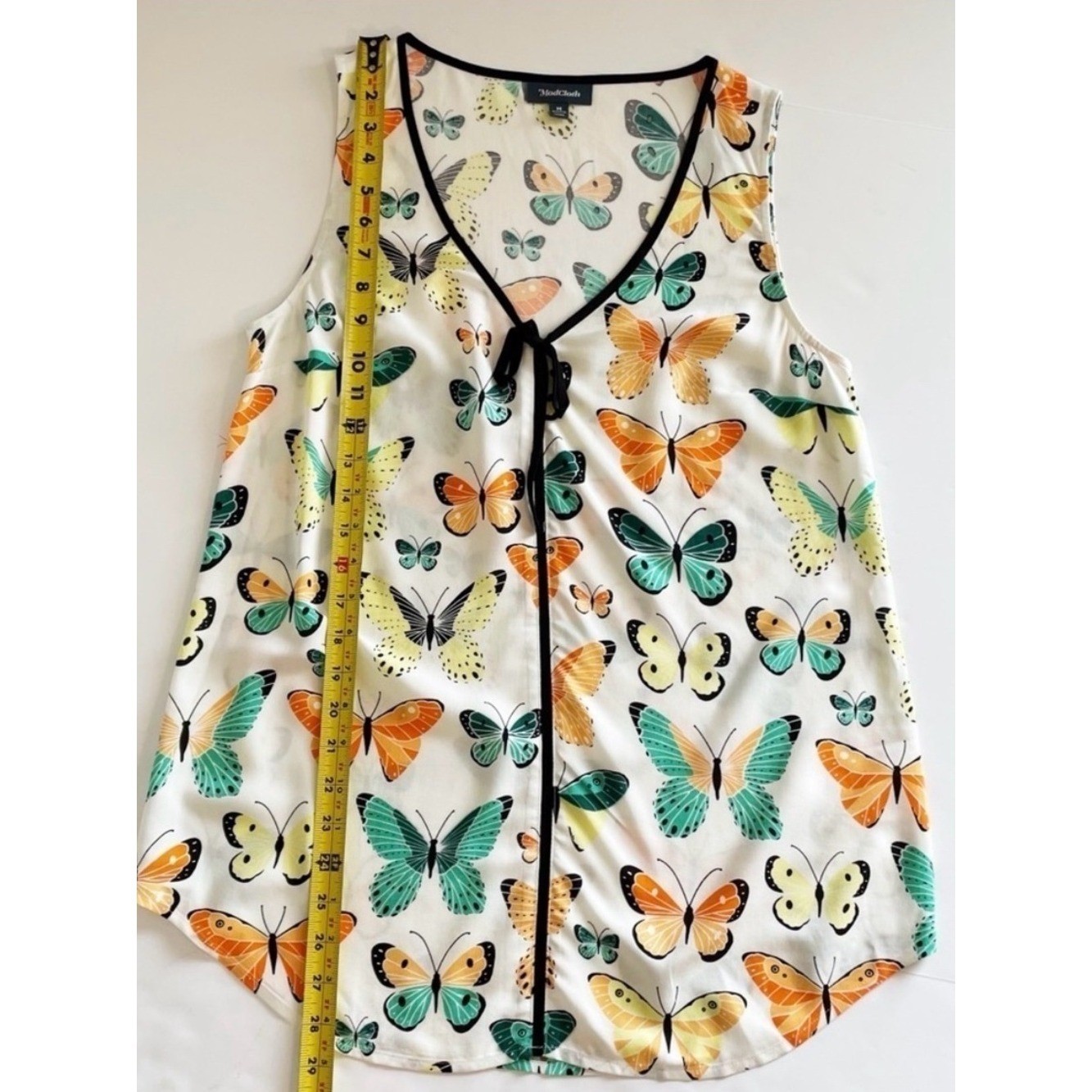 Mod Cloth Sleeveless Butterfly Novelty V Neck Lightweight Shirt Tank Size Medium