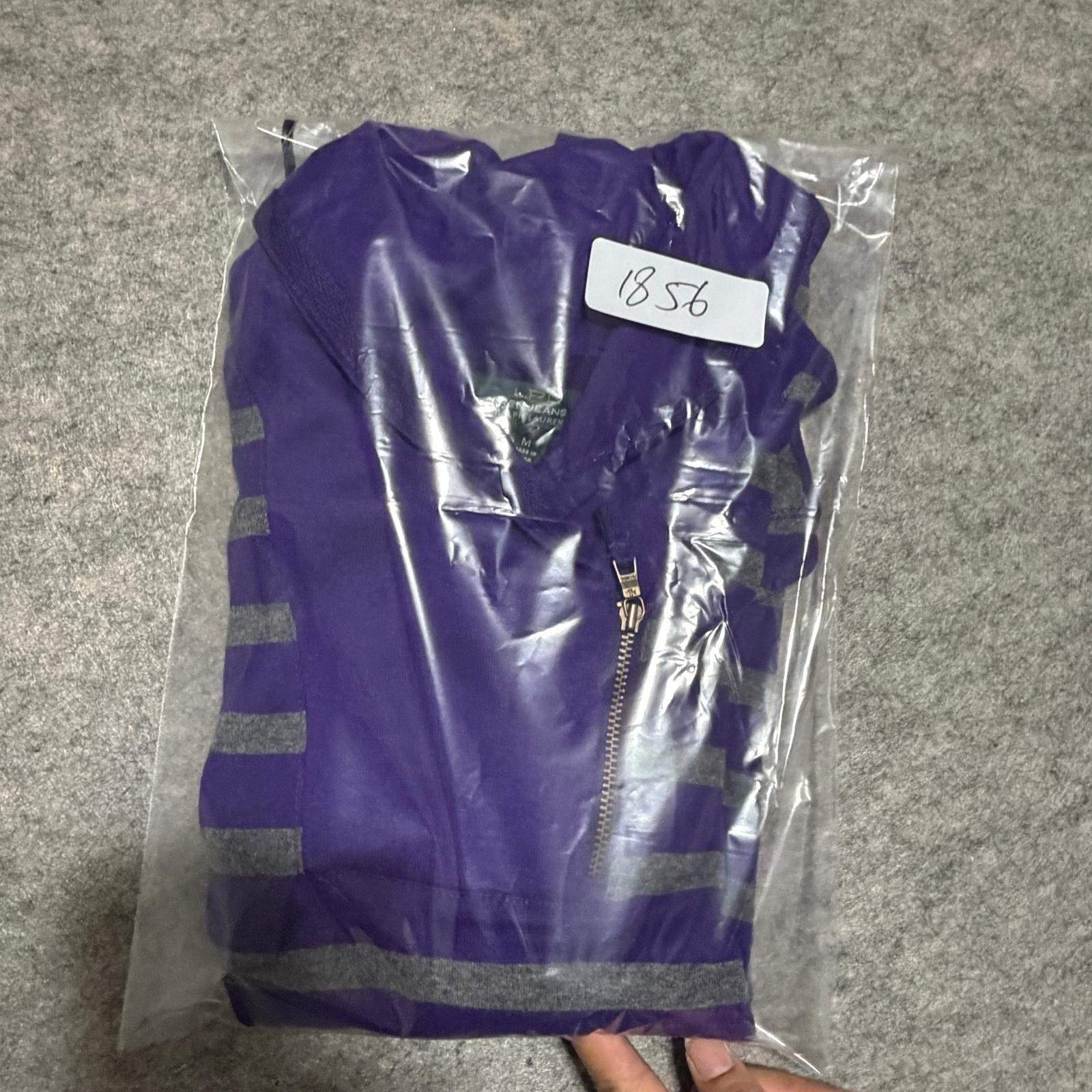 Lauren Ralph Lauren Jeans Co Womens Purple Gray Striped Quarter Zip Pullover M