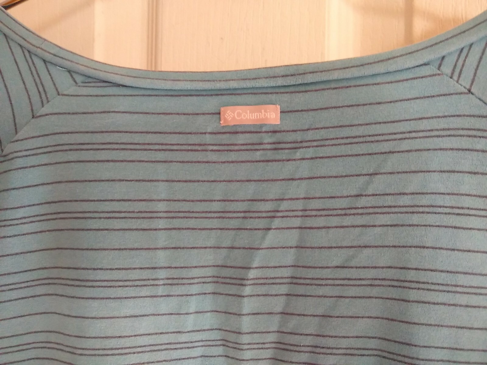 Columbia Basic T-Shirt Large Turquoise Striped Cotton/Elastane Blend