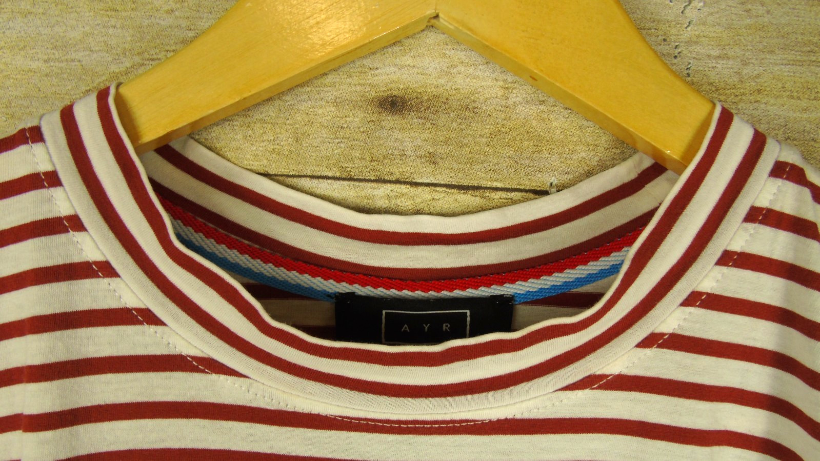 AYR The Supercool Medium Striped Cap Sleeve Top Brick Red and White Boxy *HOLE*