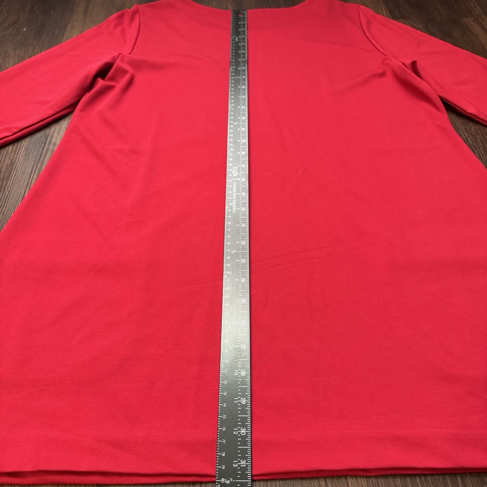 Christopher & Banks Tunic Dress XL Long Sleeve Red Midi Holiday Office Casual