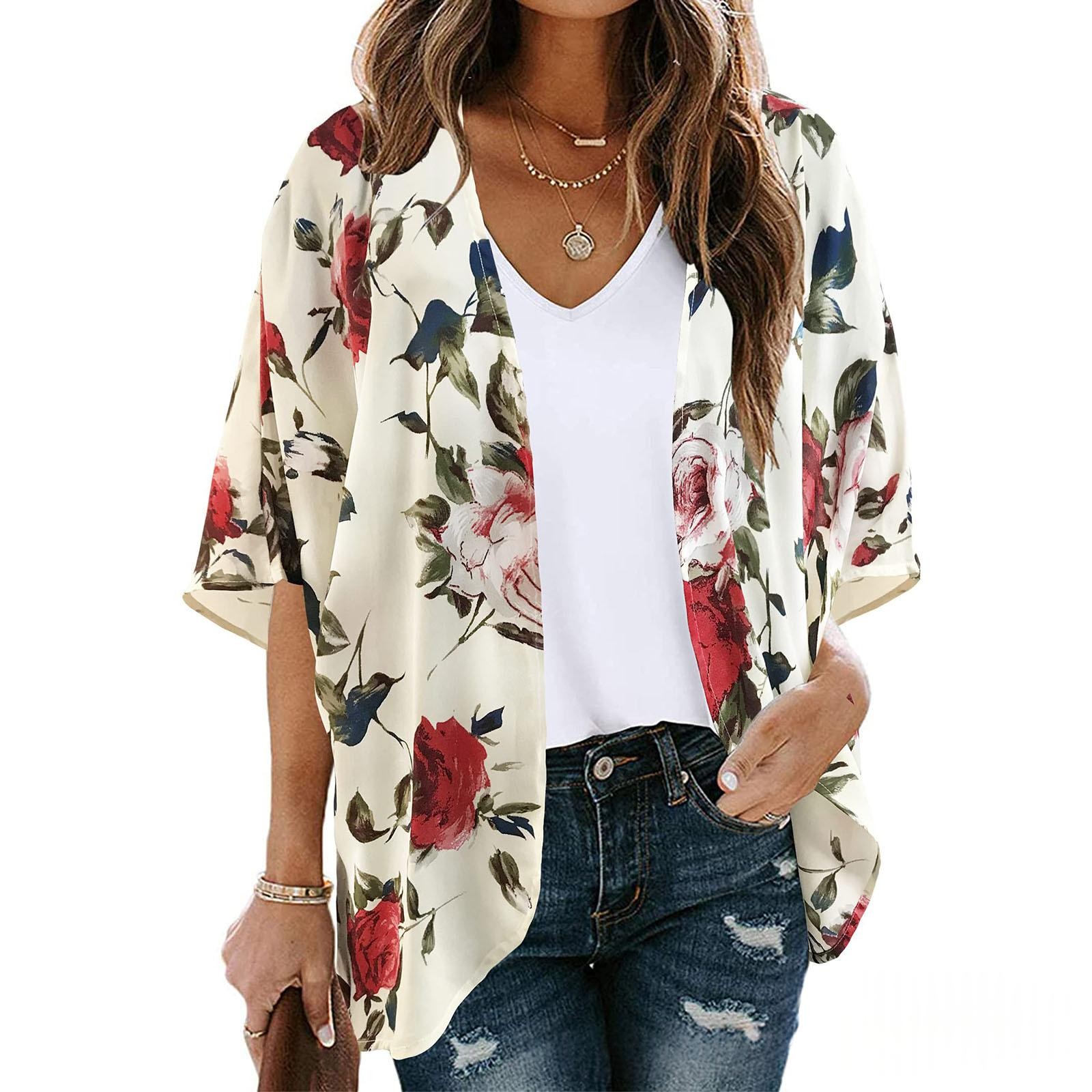 Womens Loose-Fit Blouse Casual Shirt Top