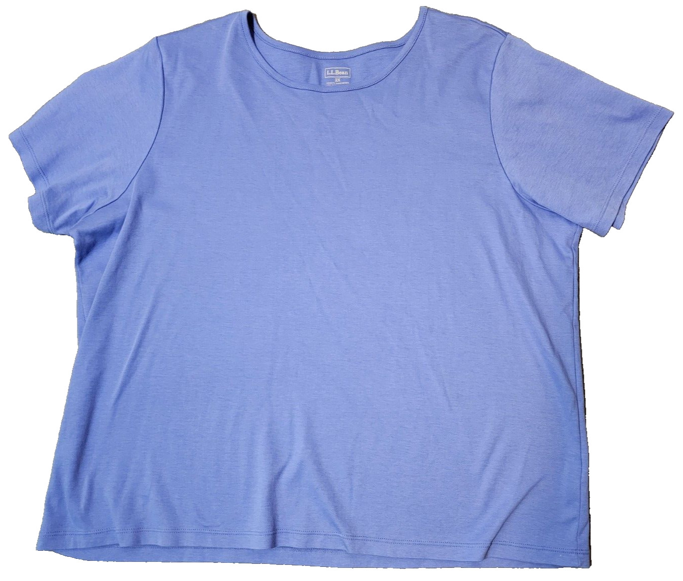 LL Bean Womens Blue Short Sleeve Crew Neck Tee Shirt Cotton Plus 2X