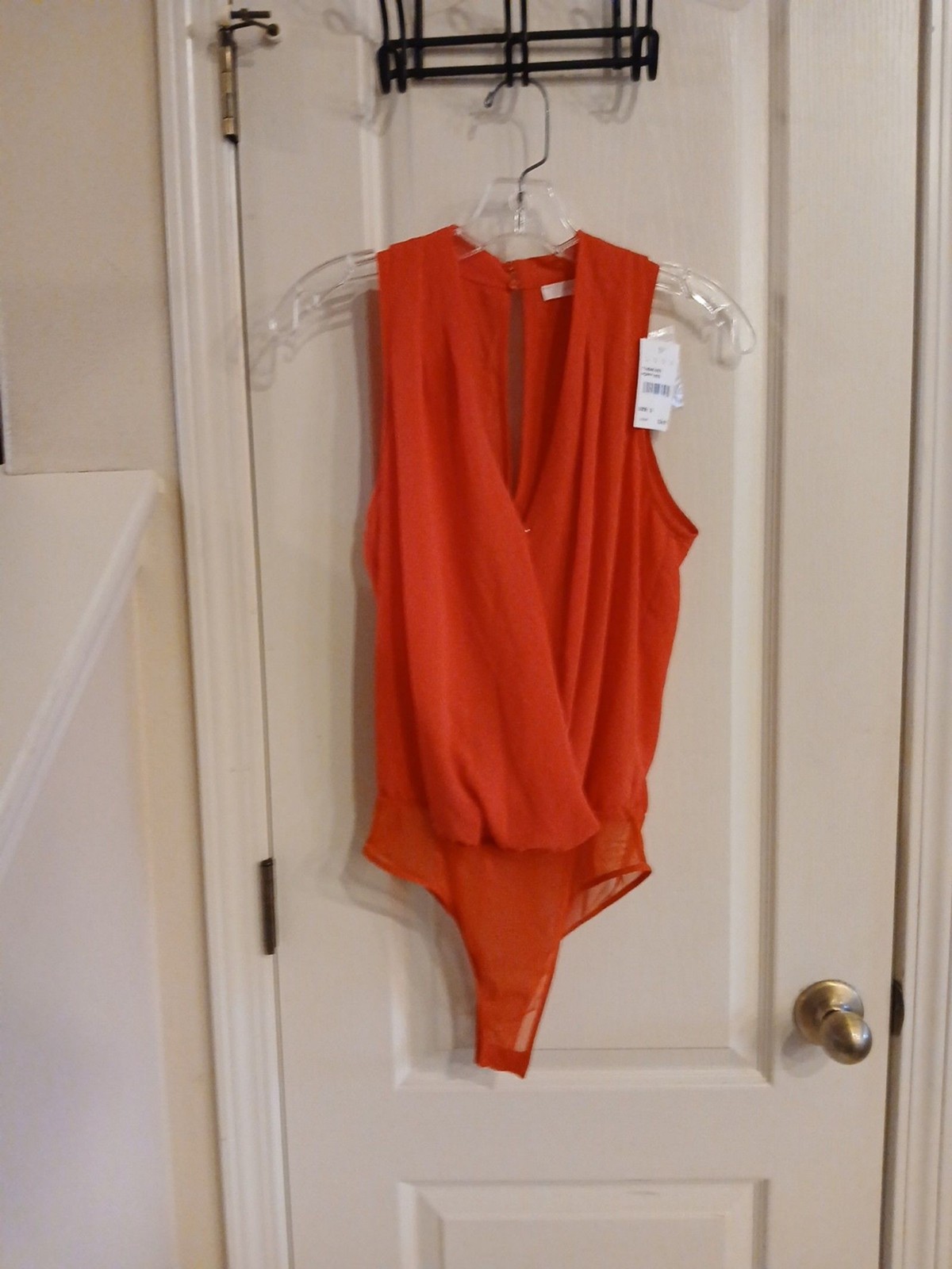 NWT Lush blouson faux wrap bodysuit V-neck sleeveless keyhole back Romantic S