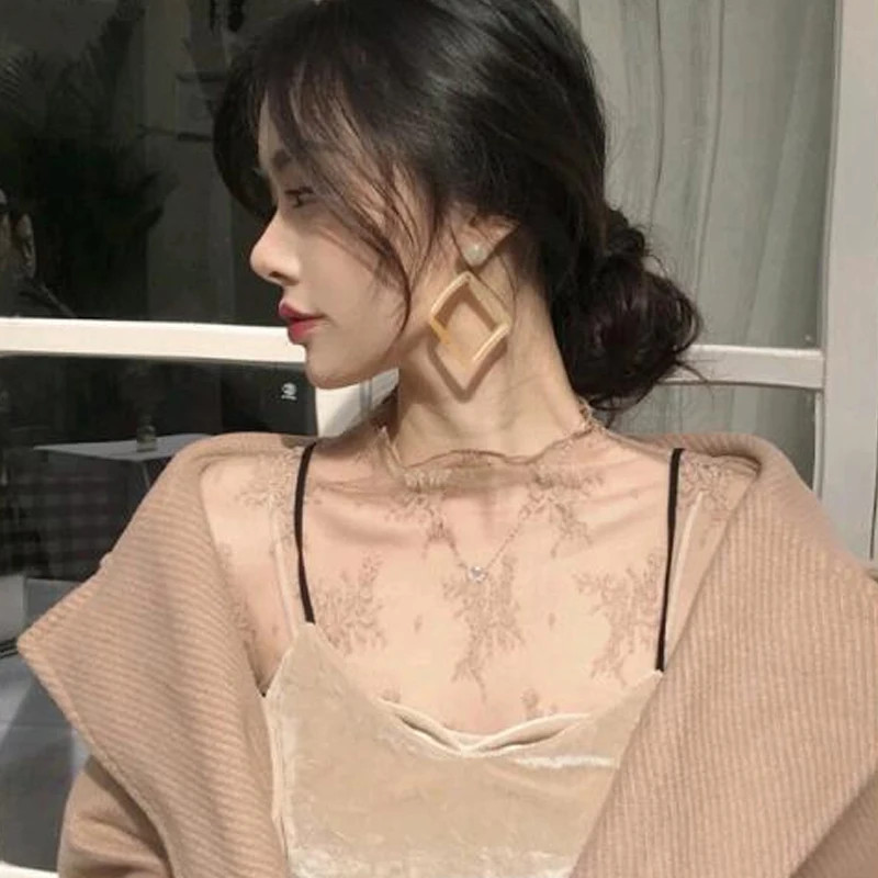 Sexy Women Mesh T-Shirts Transparent Lace Blouse Long Sleeve See Through Tops