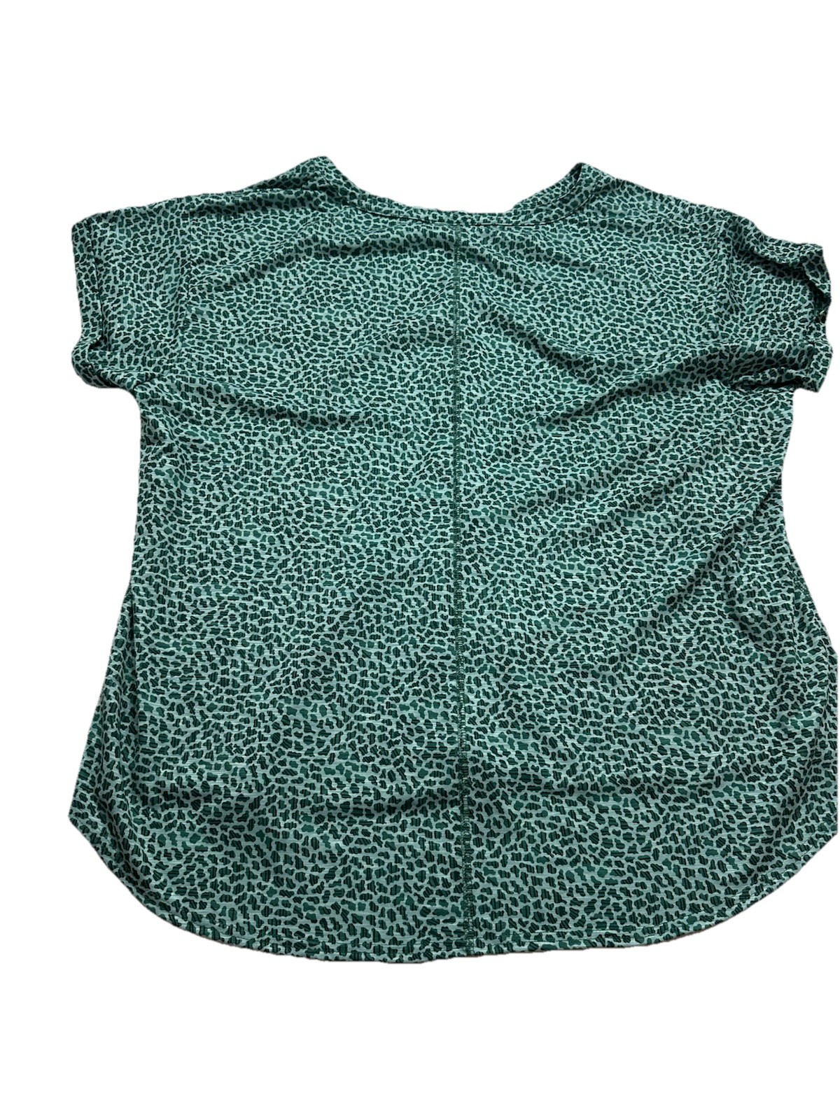 LL Bean Streamside Tee Womens 3X Green Split Neck Geo Print Outdoor Gorpcore