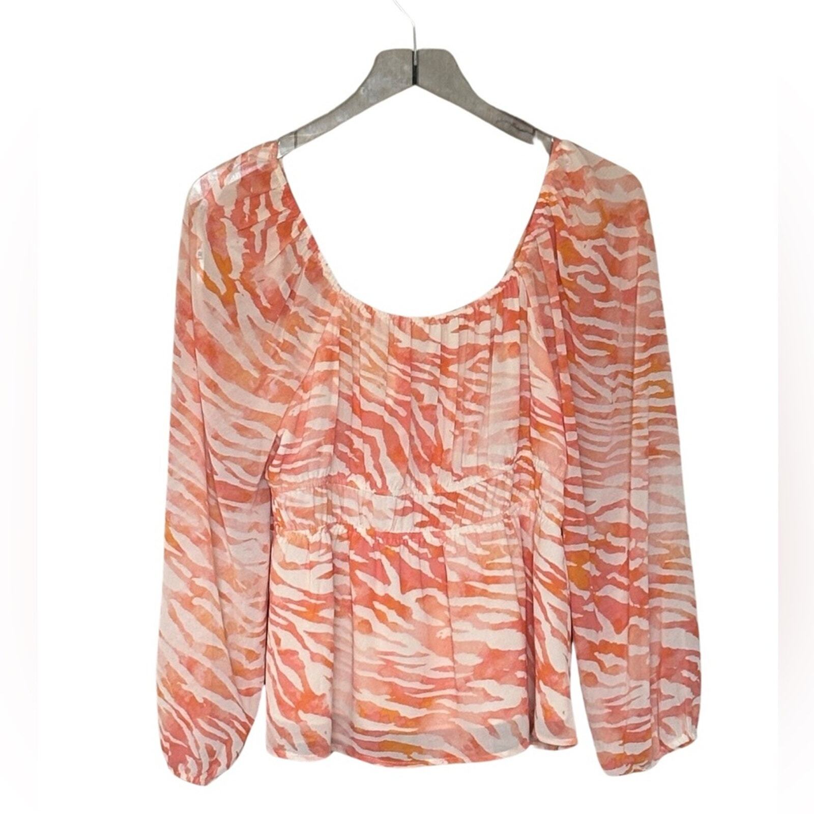 DR2 Orange Zebra Chiffon Blouse NWOT