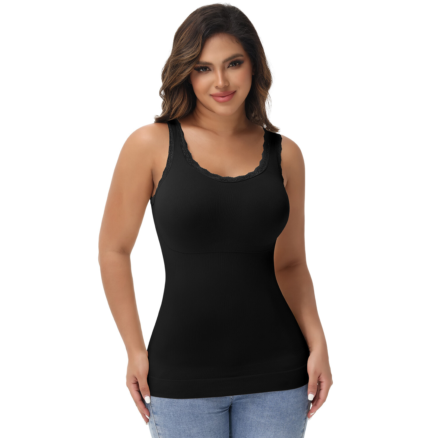 Women Lace Cami Shapewear Tank Tops Tummy Control Body Shaper Camisole Shirts