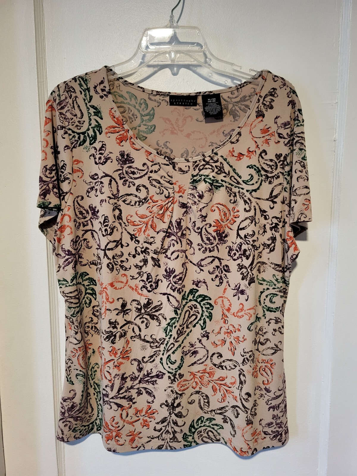 NWOT Apostrophe Stretch Short Sleeve Top Sz XL (16-18) #141