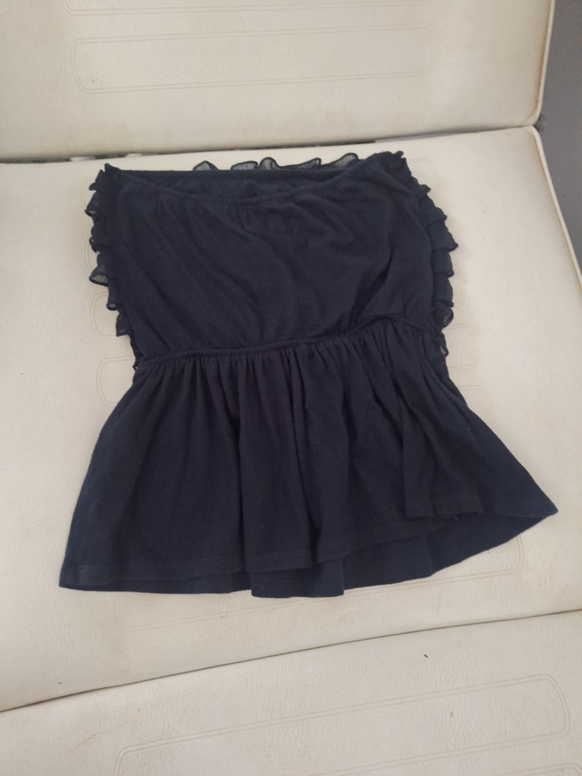 HOLLISTER Abercrombie Y2K Ruffle Empire Waist Strapless Knit Tube Top Blouse M