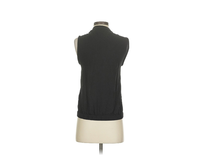 G-Star Raw Stand Up Collar Sleeveless Pleated Top XS Black Pull On Stretch Waist