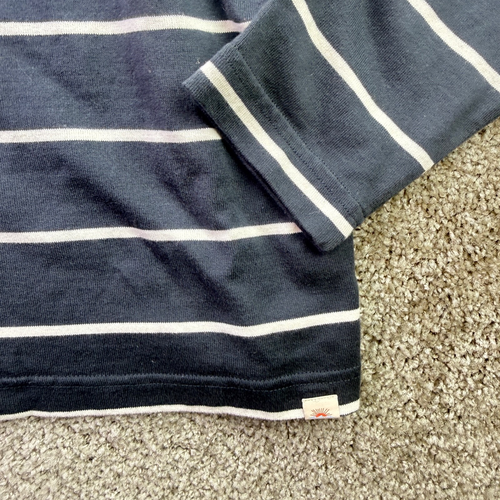 Faherty Women’s Size Large Sports Jersey Boatneck Top in Osprey Stripe NEW