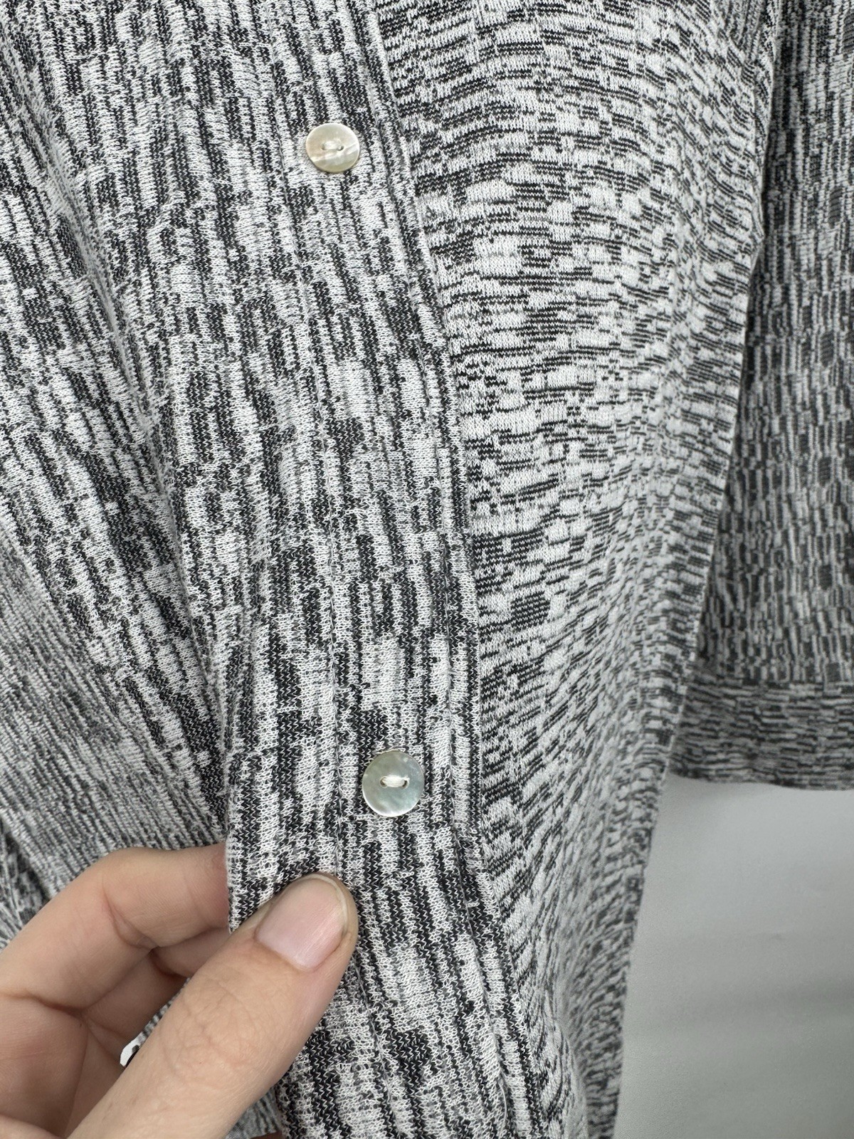 Parsley & Sage Button Front Tunic Top Women M Grey Mother Of Pearl Lagenlook
