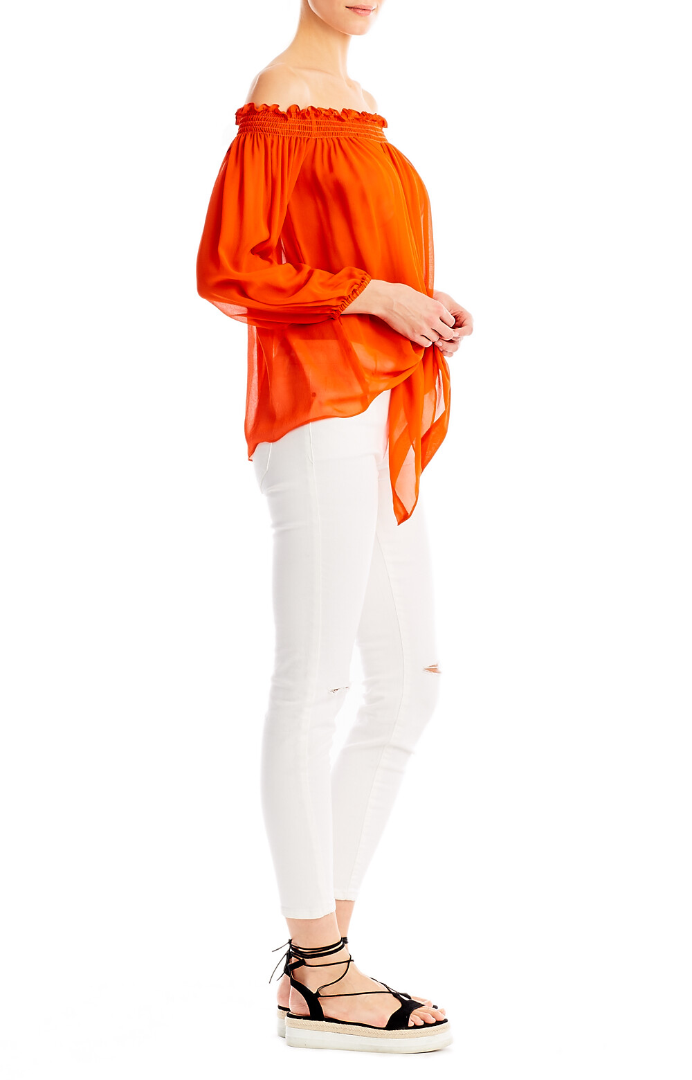 New With Tags Nicole Miller Orange Off The Shoulder Top