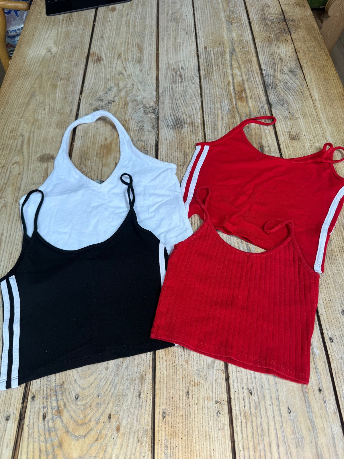 Bundle of 4 x BRANDY MELVILLE Red, Black & White Classic Vest TOP, One Size *44