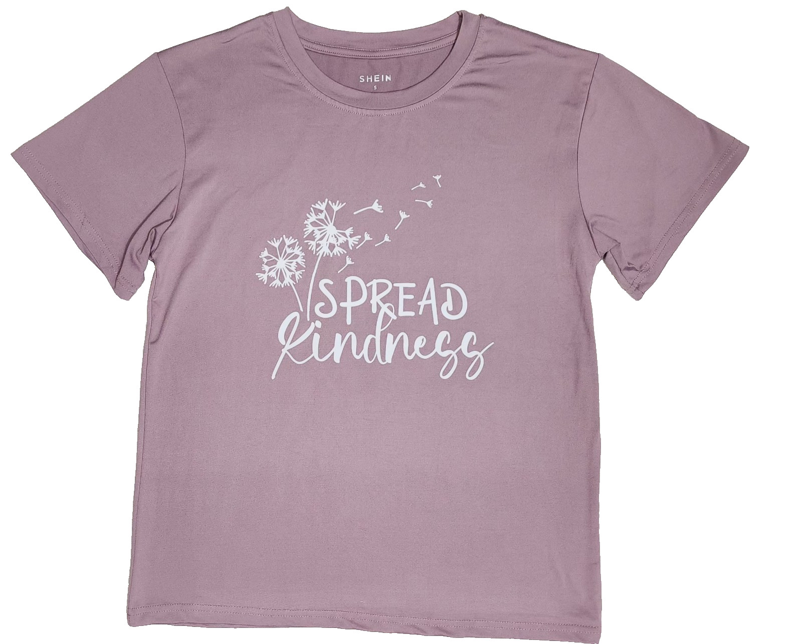Shein Women S Lavender Short Sleeves Spread Kindness Graphic Tee T-Shirt…