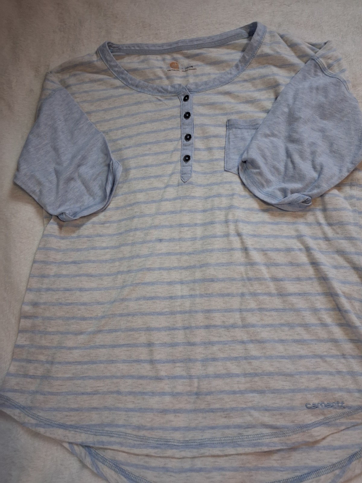 CARHARTT~Womens Cotton Blend, 3/4 Sleeves, Pocket, Buttons Size L *Read
