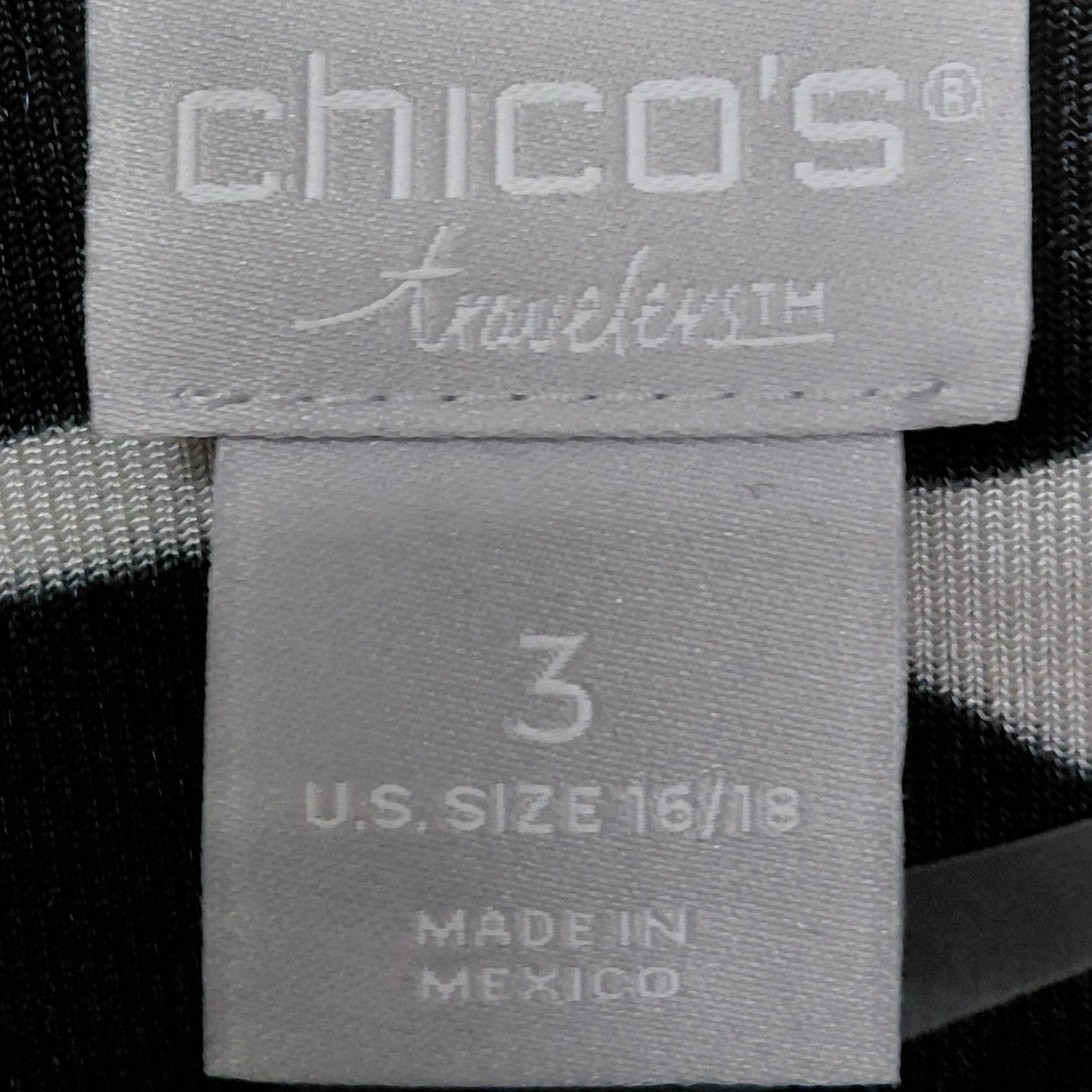 Chico’s Travelers Black V-Neck Knit Lightweight Stretch Tunic Women Size 3